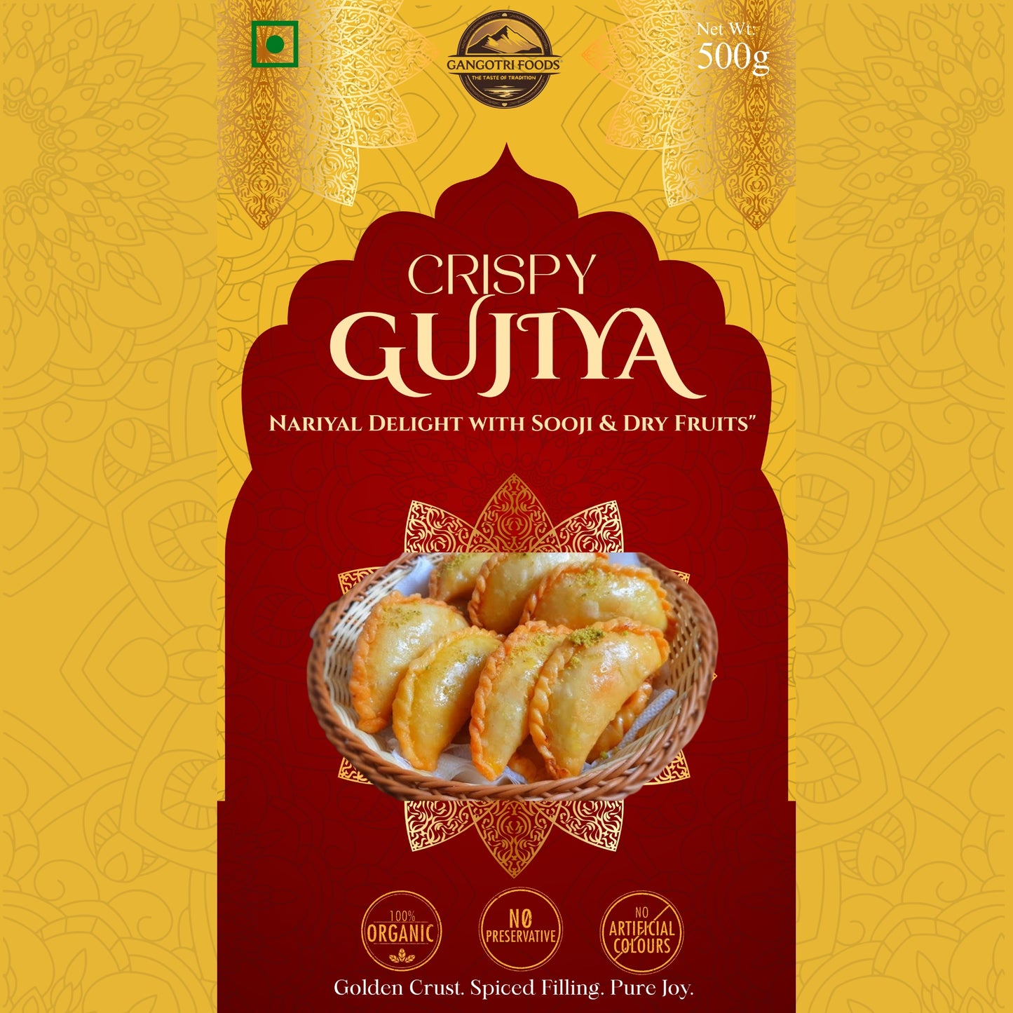 Crispy Suji Coconut Gujiya - Stuffed with Dry Friuts - 250gm